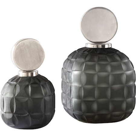 Nafuna Charcoal Glass Bottles S/2